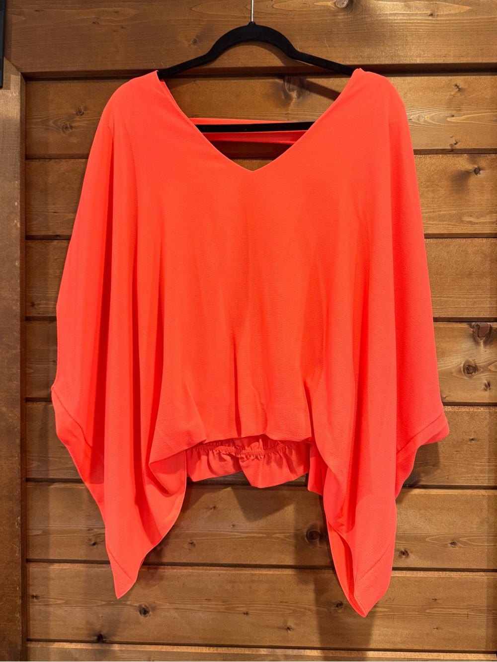 NWT Bright Coral Batwing V-Neck Top